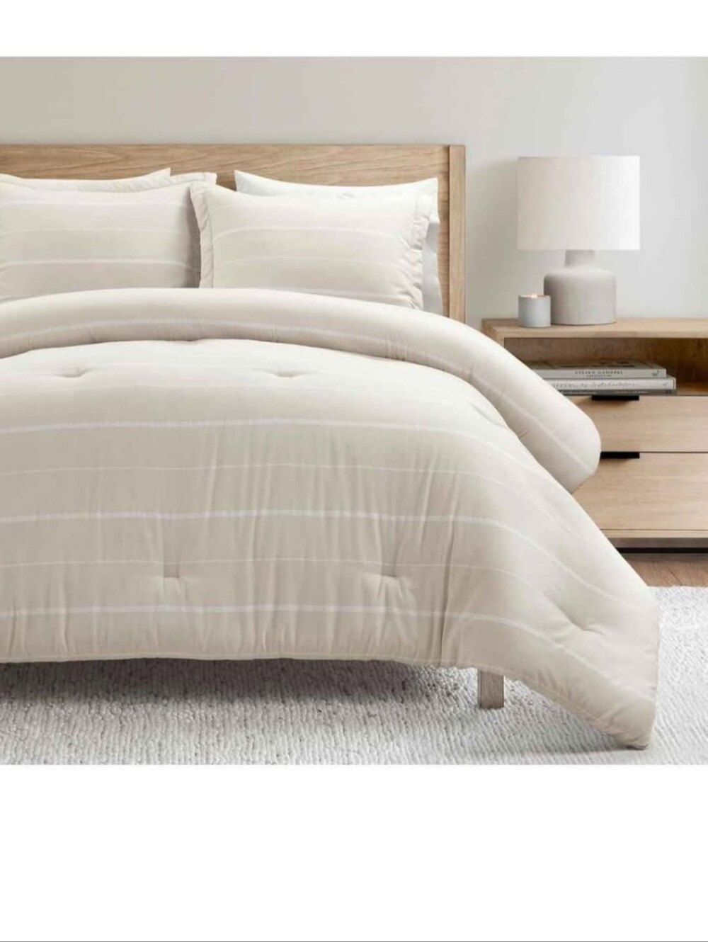Lush Decor Classic Farmhouse Woven Striped Comforter Queen Size 3 Piece Set Full